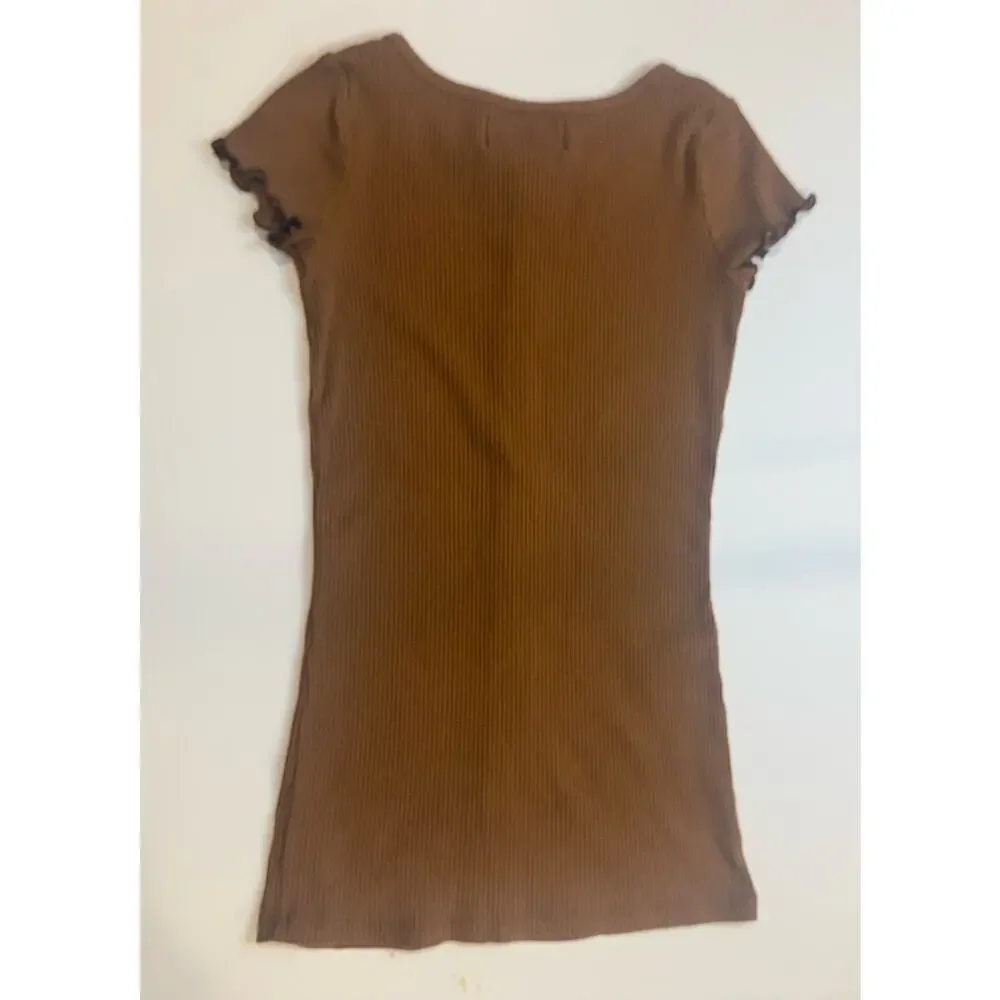 Old Navy Girls Ribbed Dress Size 5 Brown Button Front Short Sleeve